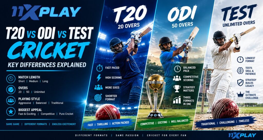 T20 vs ODI vs Test Cricket: Key Differences Explained