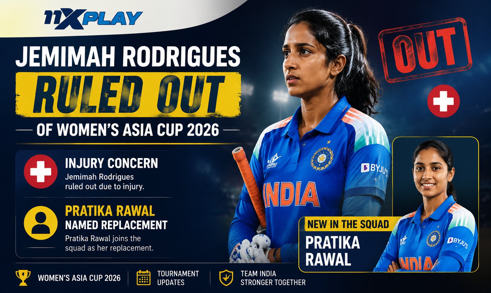 Jemimah Rodrigues Ruled Out of Women’s Asia Cup 2026: Pratika Rawal Named Replacement